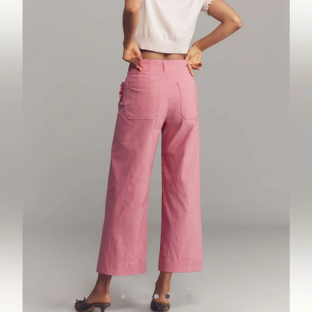 💕Anthroplogie COLETTE Cropped Wide-Leg Pants Maeve Heart Pocket NEW 28 - Picture 2 of 16